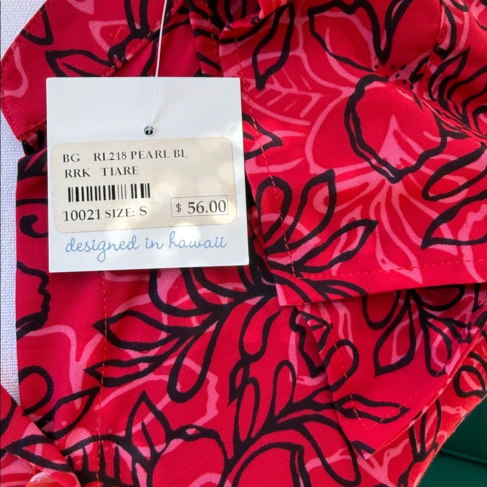 Blue Ginger Hawaiian Print 3/4 Sleeve Blouse - Picture 5 of 9